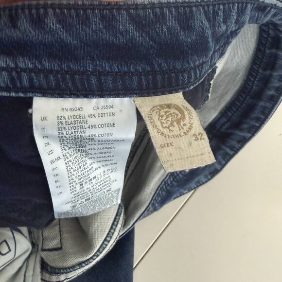 Diesel Mens Thommer Jeans Slim Fit Distressed Blue - 32 (32x32) - Picture 7 of 9